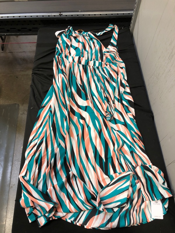 Photo 2 of CUPSHE Zariyah Zebra Print O-Ring Ruching Cut Out Maxi Dress. Large
