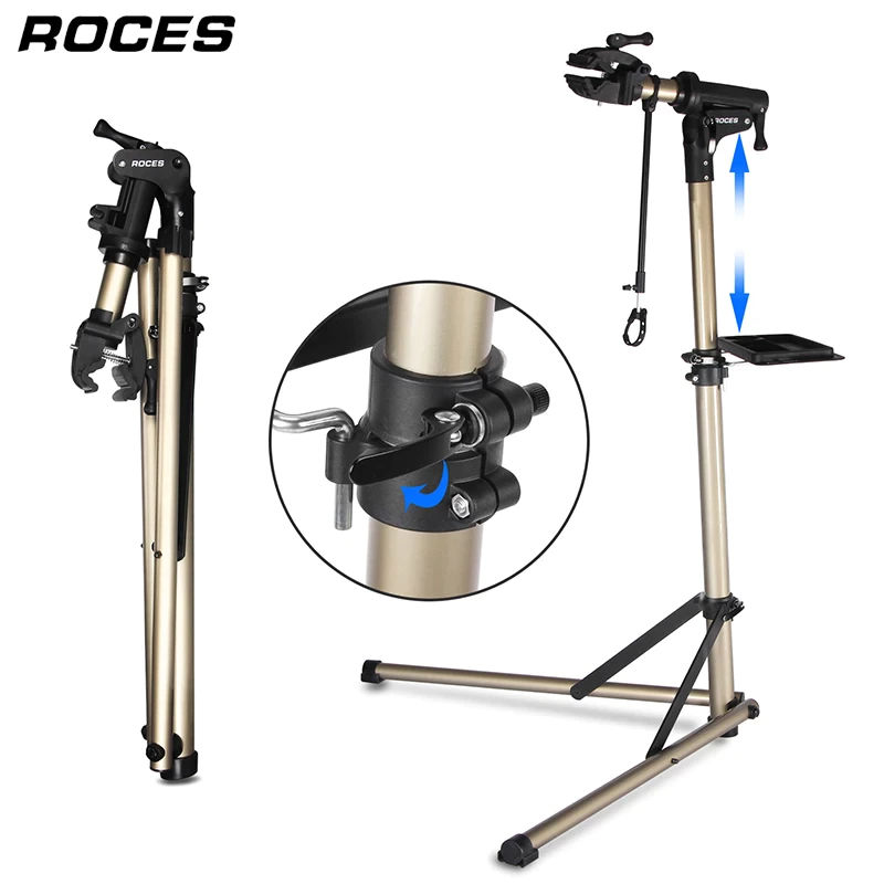 Photo 1 of Aluminum Alloy Bike Work Stand Professional Bicycle Repair Tools Adjustable Fold Bike Rack Holder Storage Bicycle Repair Stand
