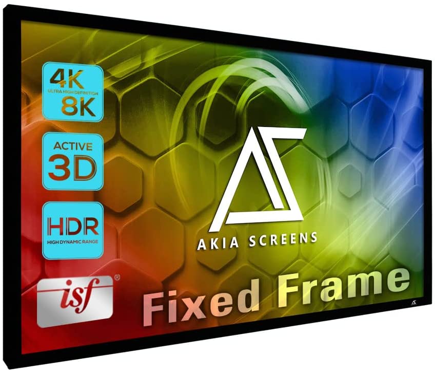 Photo 1 of Akia Screens 110 inch Fixed Frame Projector Screen Wall Mount 16:9 8K 4K Ultra HD 3D Ready CINEWHITE UHD-B Black 110" Projection Screen for Indoor Movie Video Home Theater Cinema Office AK-FF110WH2
