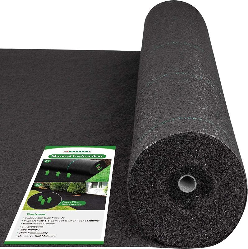 Photo 1 of Amagabeli 5.8oz 4ft x 300ft Weed Barrier Landscape Fabric Heavy Duty Ground Cover Weed Cloth Geotextile Fabric Durable Driveway Cover Garden Lawn Fabric Outdoor Weed Mat

