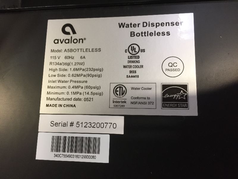 Photo 6 of Avalon Self Cleaning Water Cooler and Dispenser - Stainless Steel