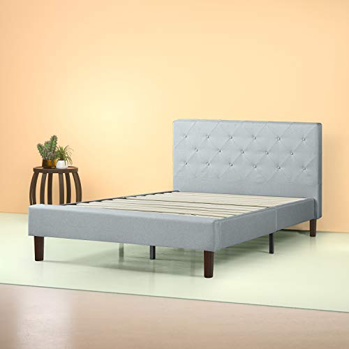 Photo 1 of ZINUS Shalini Upholstered Platform Bed Frame / Mattress Foundation / Wood Slat Support / No Box Spring Needed / Easy Assembly, Sage Grey, Queen