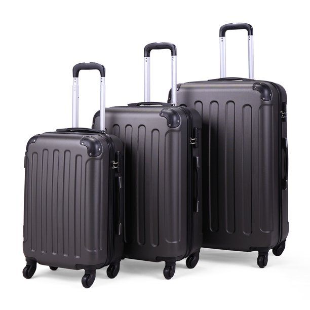 Photo 1 of 20'' /24'' /28'' 3 Piece Nested Hardside & Spinner Suitcase Luggage Sets with TSA Lock, Grey