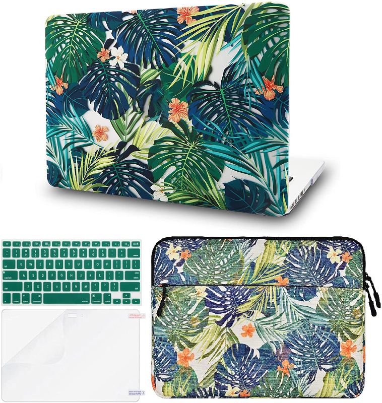 Photo 1 of KECC Compatible with MacBook Air 13 inch Case 2022 2021 2020 A2337 M1 A2179 Retina Display + Touch ID Plastic Hard Shell + Keyboard Cover + Sleeve + Screen Protector (Palm Leaves Lilies)
