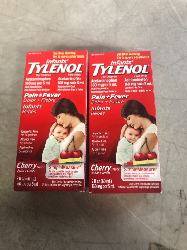 Photo 1 of Infants' Tylenol Acetaminophen Liquid Medicine, Cherry, 2 fl. oz
2 COUNT, EXP 03/22