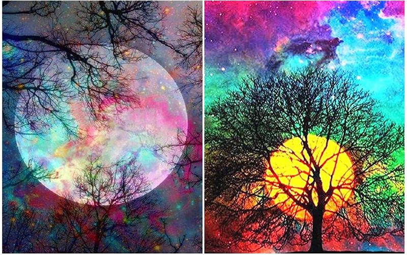 Photo 1 of 2 Pack DIY 5D Diamond Painting Kit for Adults Round Full Drill Diamond Arts Packs by Numbers Gem Art Diamond Dots Craft Canvas Landscape Supply for Home Wall Decor Beginner
