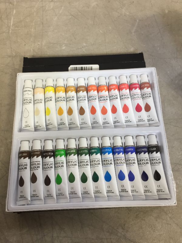 Photo 2 of Acrylic Paint Set 24 Colors/Tubes(12ml, 0.4 oz) Non Toxic Non Fading,Rich Pigments for Painters, Adults & Kids, Ideal for Canvas Wood Clay Fabric Ceramic Craft Supplies

