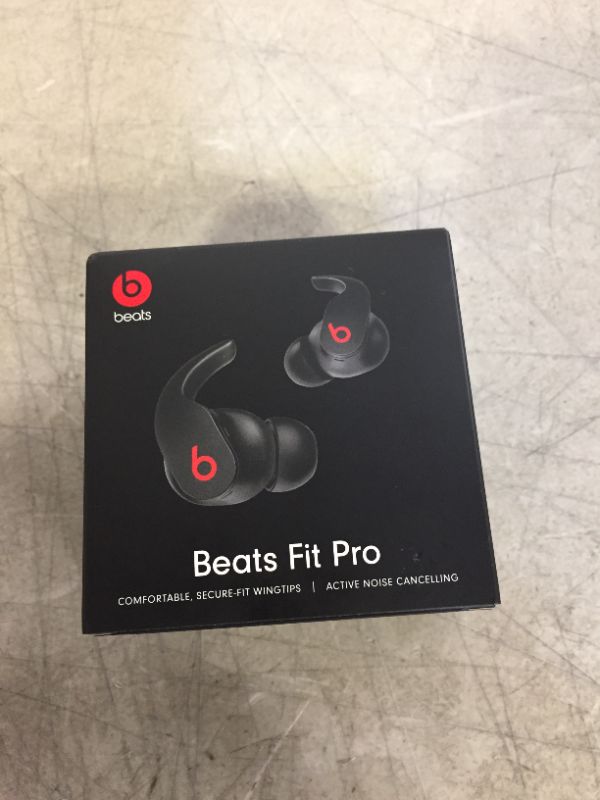 Photo 1 of Beats Fit Pro – True Wireless Noise Cancelling Earbuds – Apple H1 Headphone Chip, Compatible with Apple & Android, Class 1 Bluetooth®, Built-in Microphone, 6 Hours of Listening Time – Black
