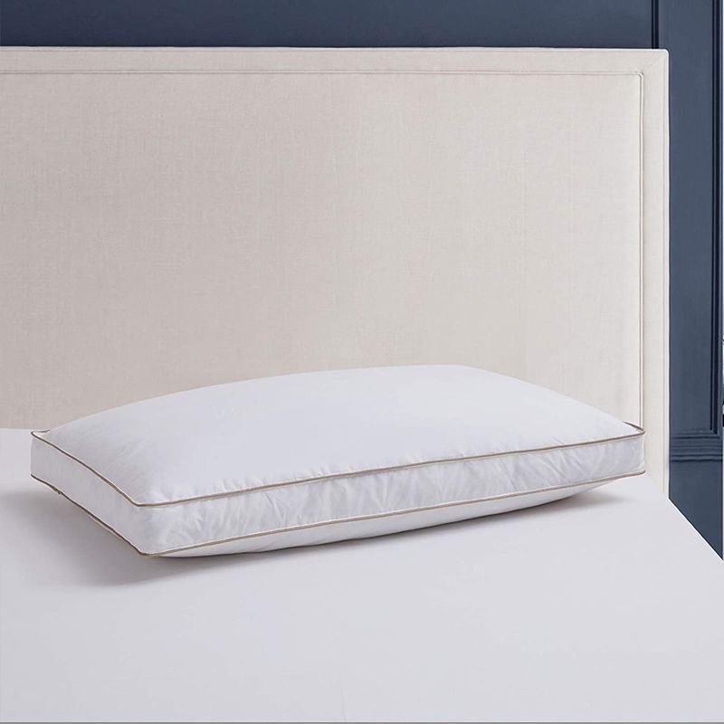 Photo 1 of Cosybay Premium Natural Goose Down Pillows, Luxury Hotel Gusseted Feather Bed Pillow for Sleeping with Breathable Cotton Cover, Queen Size Single Pack
