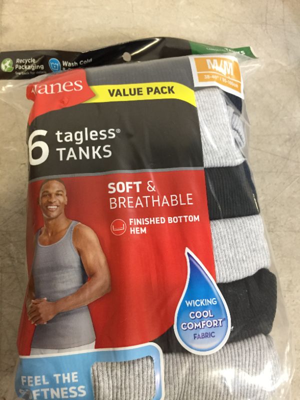 Photo 2 of Hanes Men's Soft and Breathable Tank Assorted 6-Pack M