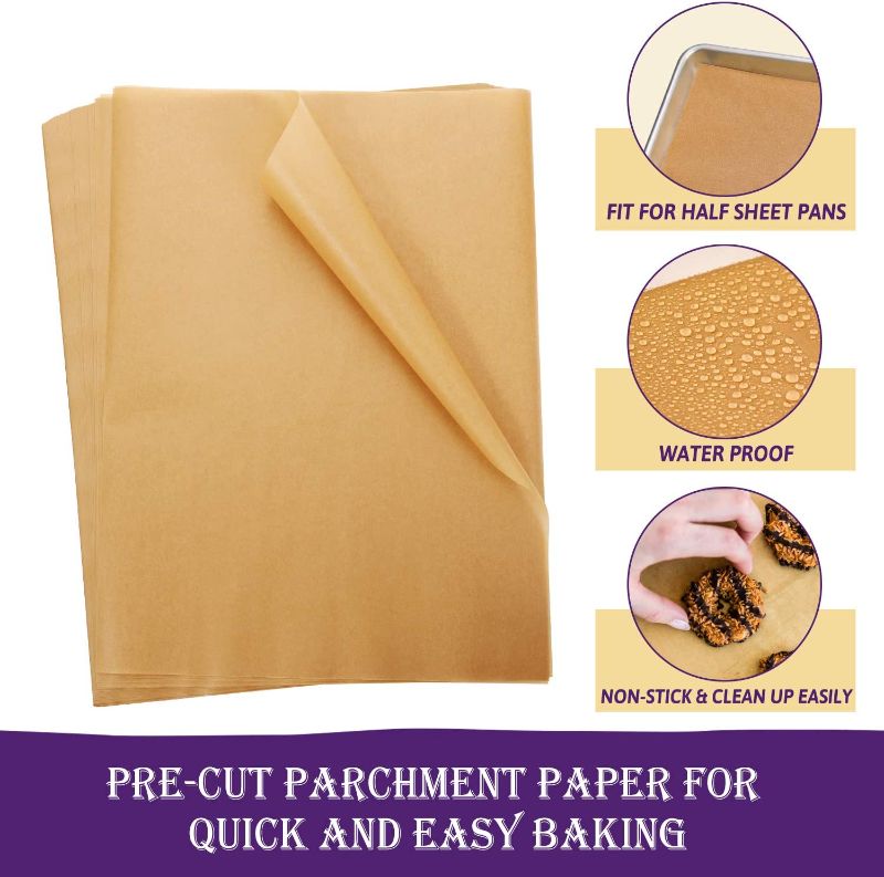 Photo 1 of 250-Piece Parchment Paper Baking Sheets 12 x 16 Inch, Precut Non-Stick Parchment Sheets for Baking, Cooking, Grilling, Air Fryer and Steaming - Unbleached, Fit for Half Sheet Pans