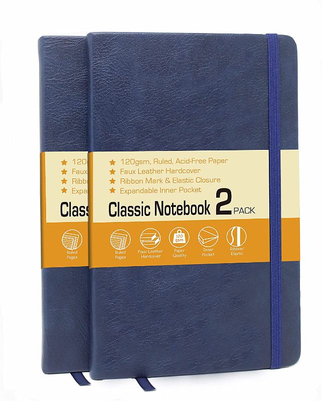 Photo 1 of 2PC LOT, MISC OFFICE ITEMS 
LYTek Classic Notebook Journals, 5.25"x8.25" Lined Hardcover Notebooks,120Gsm Premium White Thick Paper,Ghosting and Bleeding Resistance, 2 Pack Journal Notebooks (2 Pack, Blue)

BIC GSME509BE Ecolutions Round Stic Ballpoint Pe