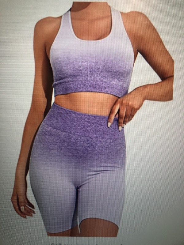 Photo 1 of OUDOTA Workout Outfits for Women 2 Piece Gym Yoga Sets Seamless Gradient Crop Tank High Waist Biker Shorts Set
SIZE S 