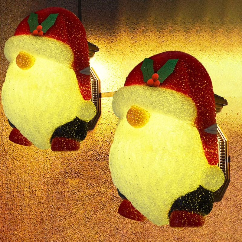 Photo 1 of 2 Pack Christmas Porch Light Covers Faceless Gnome Christmas Outdoor Decorations Weather-Resistant Xmas Holiday Light Cover for Porch Garage Light, Christmas Party Fits Standard Outdoor Lighting Decor
