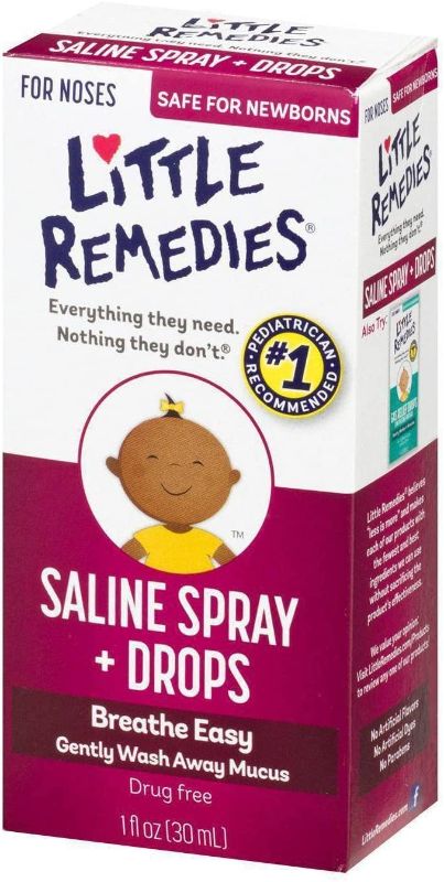 Photo 2 of 2PC LOT, CHILDRENS MEDICATION
Little Remedies Infant Fever & Pain Reliever, Natural Grape Flavor, 2 fl oz EXP 09/21

Little Noses Saline Spray/Drops for Dry for Stuffy Noses, 1-Ounce (30 ml) EXP 11/21
