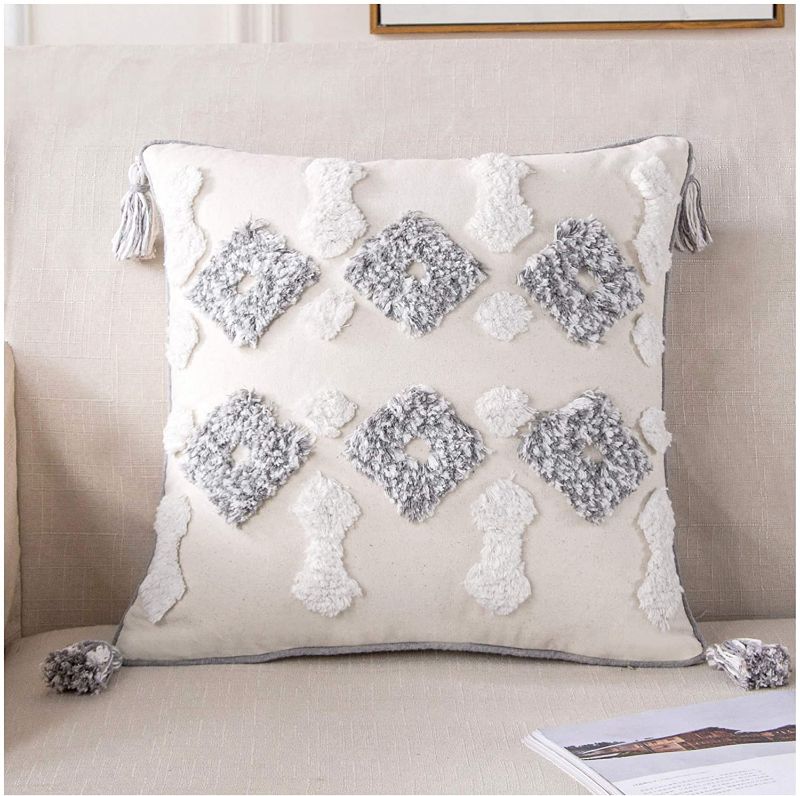 Photo 1 of 2PC LOT
Wander Agio Womens Warm Long Shawl Winter Wraps Large Scarves Knit Cashmere Feel Plaid Triangle Scarf

HPUK Boho Decorative Throw Pillow Cover Cotton Woven Tufted Pillow Cover Cushion Cover with Tassels for Couch Sofa Chair Living Room Bedroom, Gr