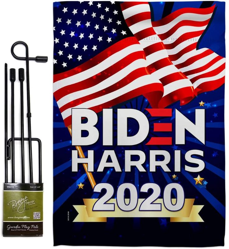Photo 1 of 2020 Vote President Garden Flag - Set with Stand Patriotic Democrat Republican Tea Party United State American Election - House Banner Small Yard Gift Double-Sided 13 X 18.5
