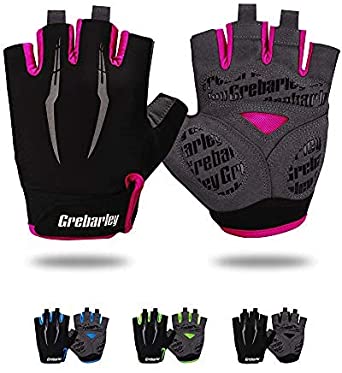 Photo 1 of Grebarley Cycling Gloves Bike Gloves Bicycle Gloves Gym Gloves Mountain Road Anti-Slip Shock-Absorbing Gel Pad Light Weight Breathable MTB Biking Gloves for Men Women PINK XL
