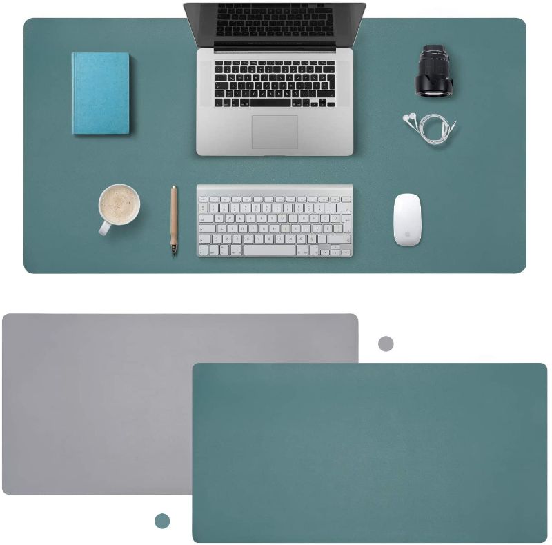 Photo 1 of VARWANEO Large Leather Desk Pad,Waterproof Desk Mat 32"x16" Dual Sided PU Mouse Pad Oil-Proof Desk Protector Keyboard Pad Table Writing Mat for Office, Home
