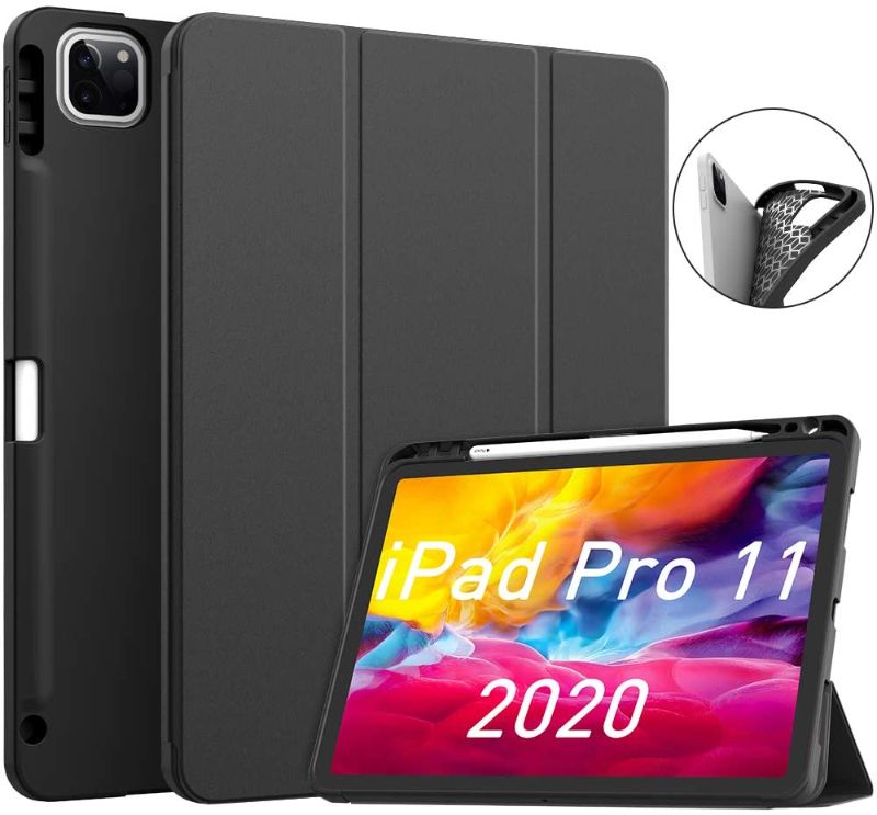 Photo 1 of Soke iPad Case Pro 11in 2020 with Pencil Holder,New iPad case 11 inch Lightweight Smart Cover with Soft TPU Back +?Apple Pencil Charging?+Auto Sleep/Wake for iPad pro Gen 2020(Black)
