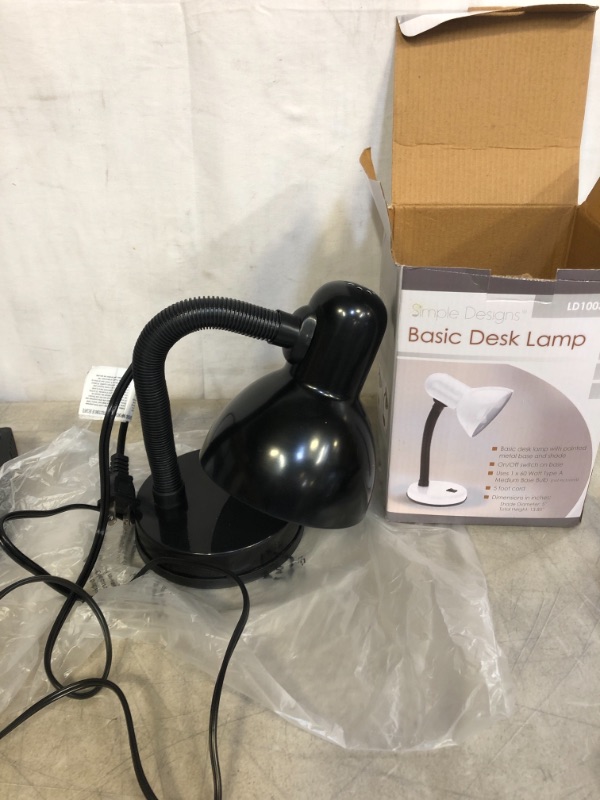 Photo 2 of Simple Designs LD1003-BLK Basic Metal Flexible Hose Neck Desk Lamp, Black
