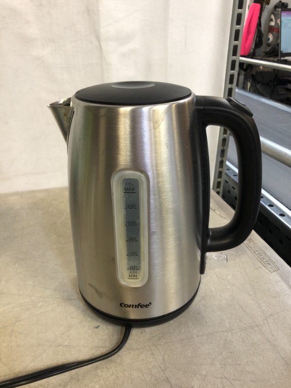 Photo 2 of COMFEE' Stainless Steel Cordless Electric Kettle. 1500W Fast Boil with LED Light, Auto Shut-Off and Boil-Dry Protection. 1.7 Liter
