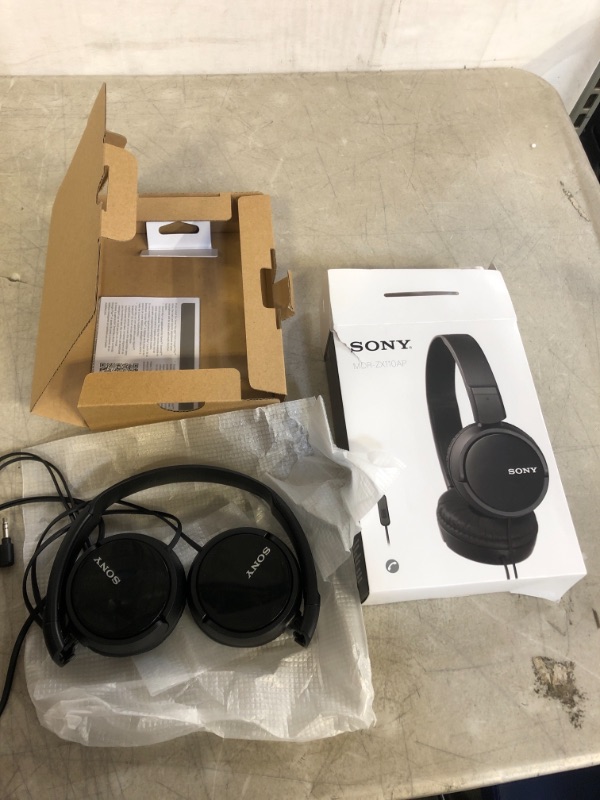 Photo 2 of Sony ZX Series Wired On-Ear Headphones with Mic, Black MDR-ZX110AP
