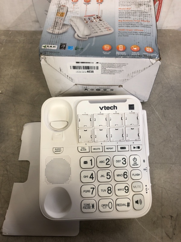 Photo 2 of VTech SN5147 Amplified Corded/Cordless Senior Phone with Answering Machine, Call Blocking, 90dB Extra-loud Visual Ringer, One-touch Audio Assist on Handset up to 50dB, Big Buttons and Large Display
