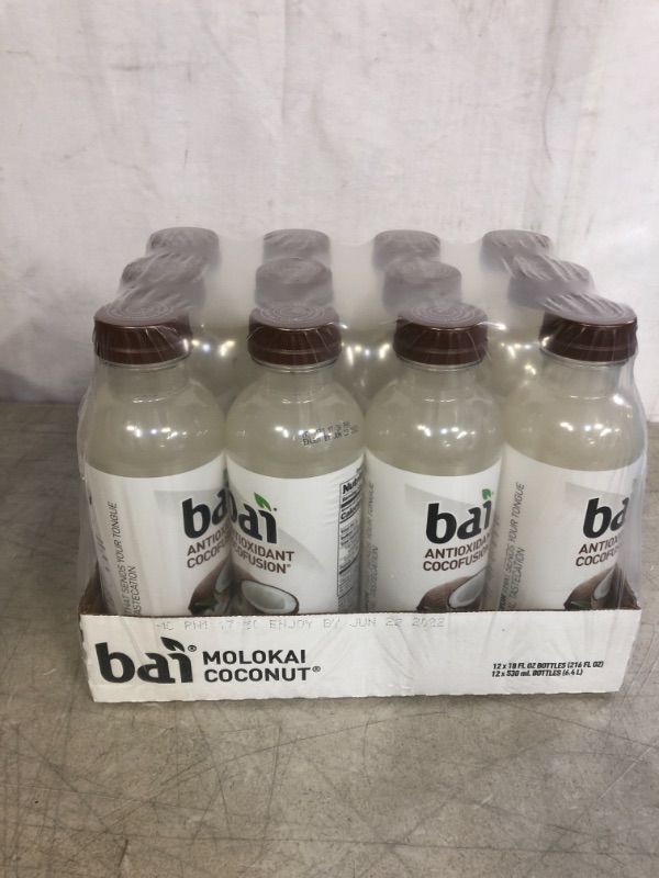 Photo 4 of Bai Coconut Flavored Water, Molokai Coconut, Antioxidant Infused Drinks, 18 Fluid Ounce Bottles, (Pack of 12)
EXP 05/01/22