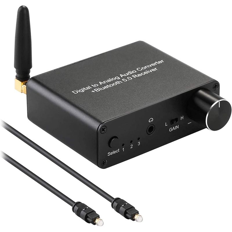 Photo 1 of 192kHz Digital to Analog Converter Bluetooth 5.0 Receiver DAC with 16-300? Headphone Amplifier Optical/Coaxial to RCA 3.5mm Audio Output with Volume Control for TV Phone Tablet (Normal, Basic)
