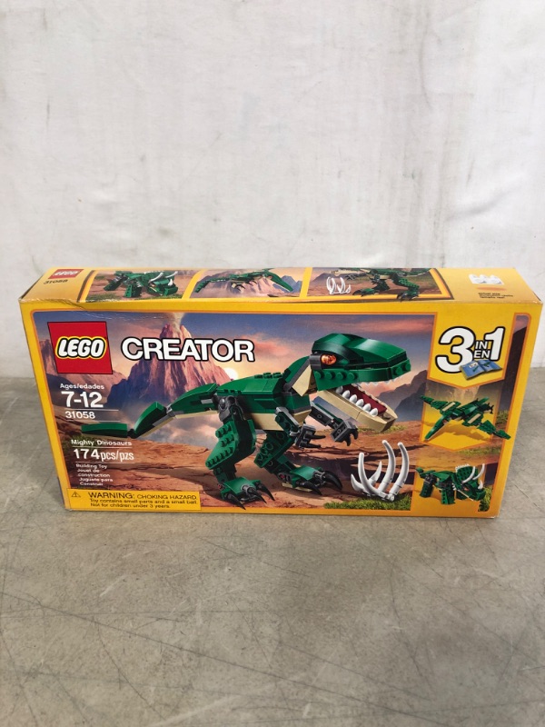 Photo 2 of LEGO Creator Mighty Dinosaurs 31058 Build It Yourself Dinosaur Set, Create a Pterodactyl, Triceratops and T Rex Toy (174 Pieces)
