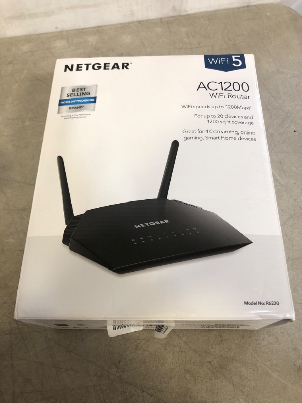 Photo 2 of NETGEAR WiFi Router (R6230) - AC1200 Dual Band Wireless Speed (up to 1200 Mbps) | Up to 1200 sq ft Coverage & 20 Devices | 4 x 1G Ethernet and 1 x 2.0 USB ports
