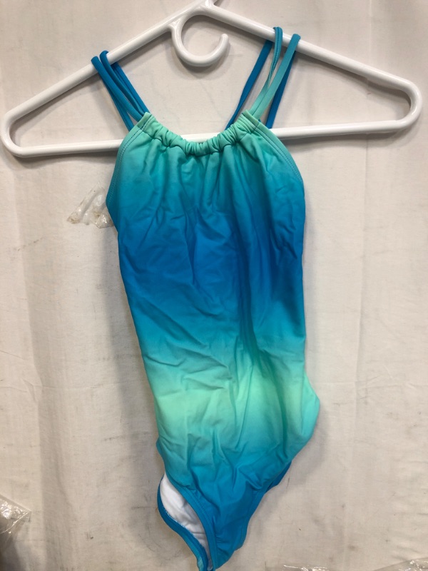 Photo 1 of GIRL'S BLUE GRADIENT 1 PIECE SWIMSUIT, SIZE 10 