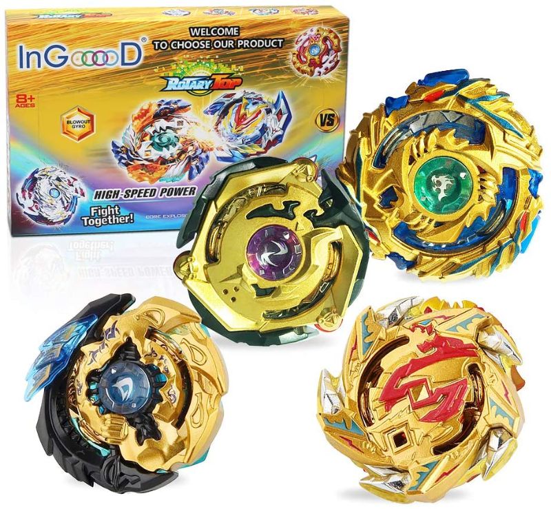 Photo 1 of Ingooood Metal Master Fusion Gyro Toys for Kids, 4X High Performance Tops Attack Set with Launcher and Grip Starter Set and Arena
