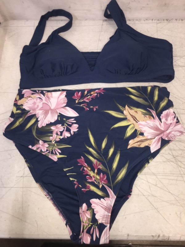 Photo 4 of CUPSHE TWO PIECE SWIMWEAR, HIGH WAISTED, TEAL, SIZE XL