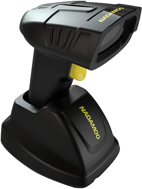 Photo 1 of NADAMOO Wireless Barcode Scanner with Charging Cradle, Read 1D, 2D, QR Code, Data Matrix, PDF417, 400m Transmission Distance, 2200mAh Rechargeable Battery, Cordless CMOS Image Reader for Computer
