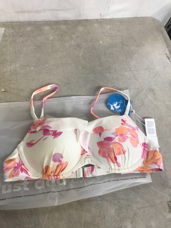 Photo 1 of WOMEN'S CREAM AND NEON BIKINI TOP, SIZE M 