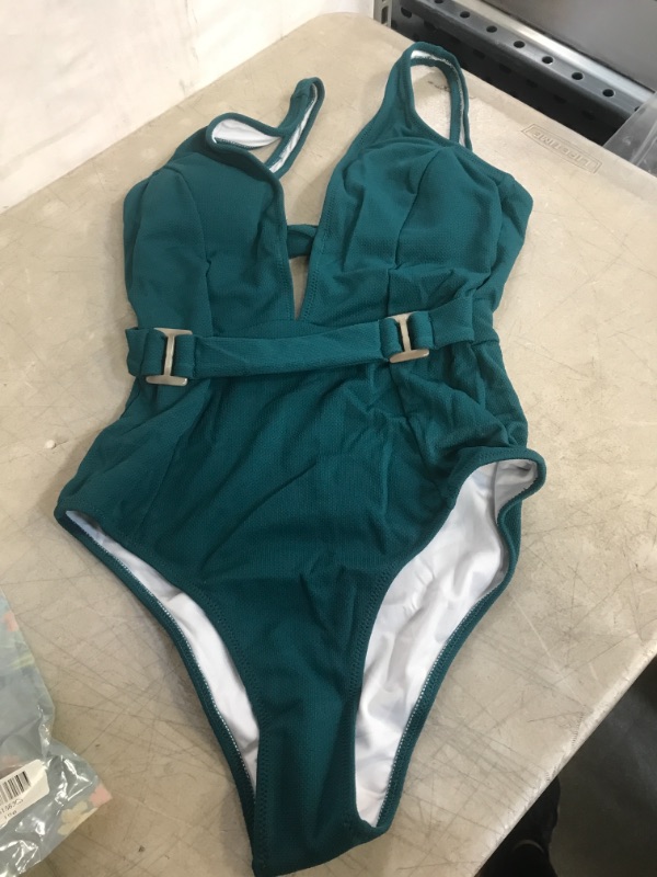 Photo 1 of WOMEN'S GREEN 1 PIECE SWIMSUIT, SIZE S