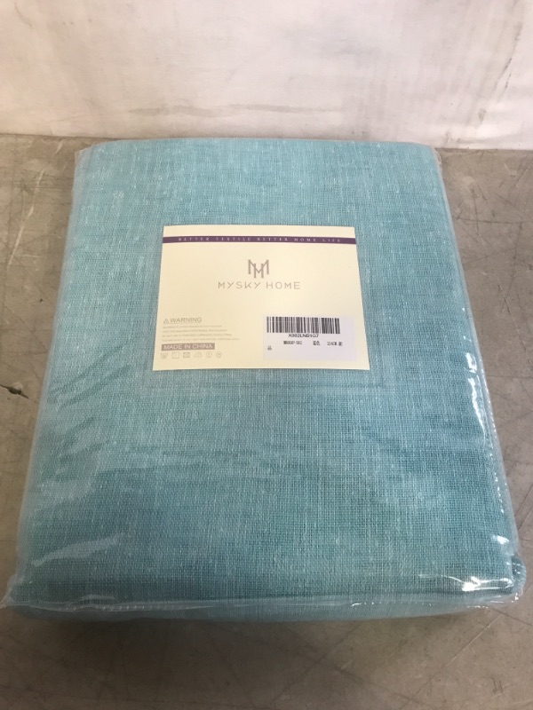 Photo 1 of Color Block Sheer Curtains Blue and White Set of 2 Panels Rod Pocket Blue Sheer Curtains 72 Inches Long Rustic Stripe Drape Treatment for Bedroom Living Room Farmhouse
