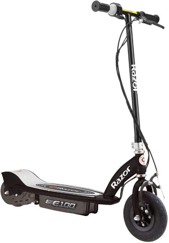 Photo 1 of Razor E100 Glow Electric Scooter for Kids Age 8+, LED Light-Up Deck, 8" Air-filled Front Tire, Up to 40 min Continuous Ride Time