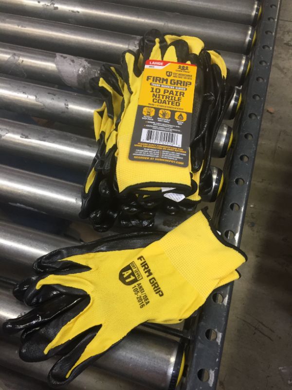 Photo 1 of Large Nitrile Coated Work Gloves (10 Pair)