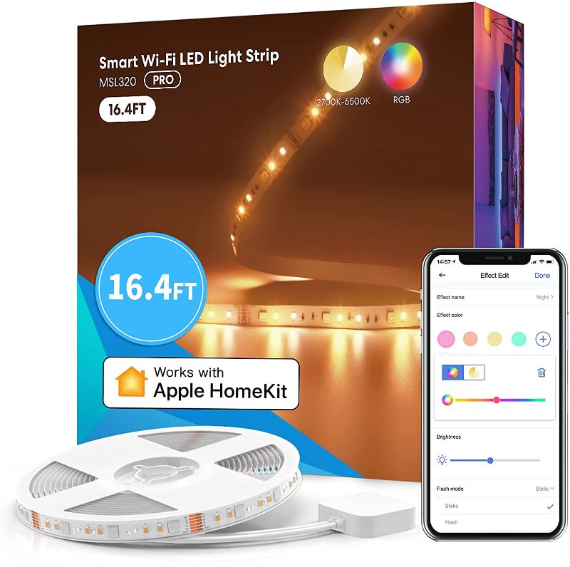 Photo 1 of Smart Pro LED Strip Lights, 16.4ft RGBWW WiFi Strips Compatible with Apple HomeKit, Alexa, Google Home and SmartThings, Warm and Cool White, Led Lights for Bedroom, TV, Party [Upgrade Version]
[[ FACTORY SEALED ]]