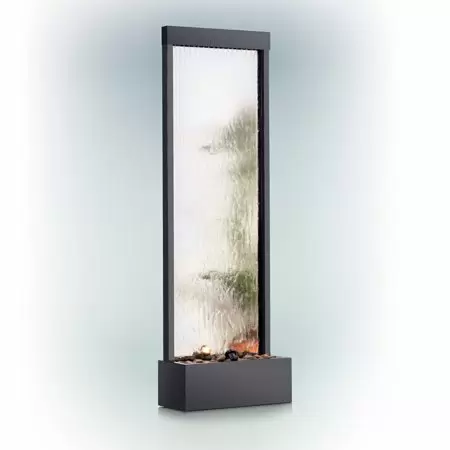 Photo 1 of  Alpine Corporation 72" Mirror Waterfall Indoor Outdoor Fountain, Gray *BOX2OF2*