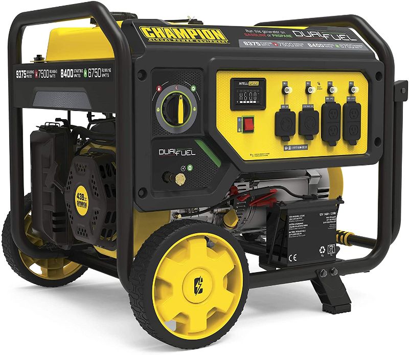 Photo 1 of Champion Power Equipment 100891 9375/7500-Watt Dual Fuel Portable Generator, Electric Start
