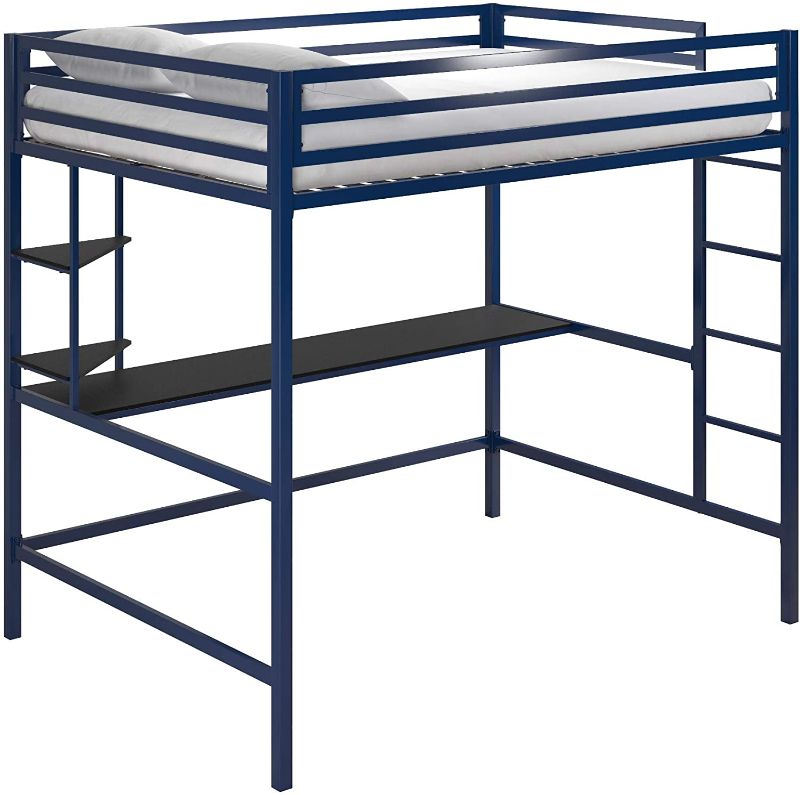 Photo 1 of 
Novogratz 4371629N Maxwell Metal Full Loft Desk & Shelves, Navy/Black Bunk Beds,
Size:Full