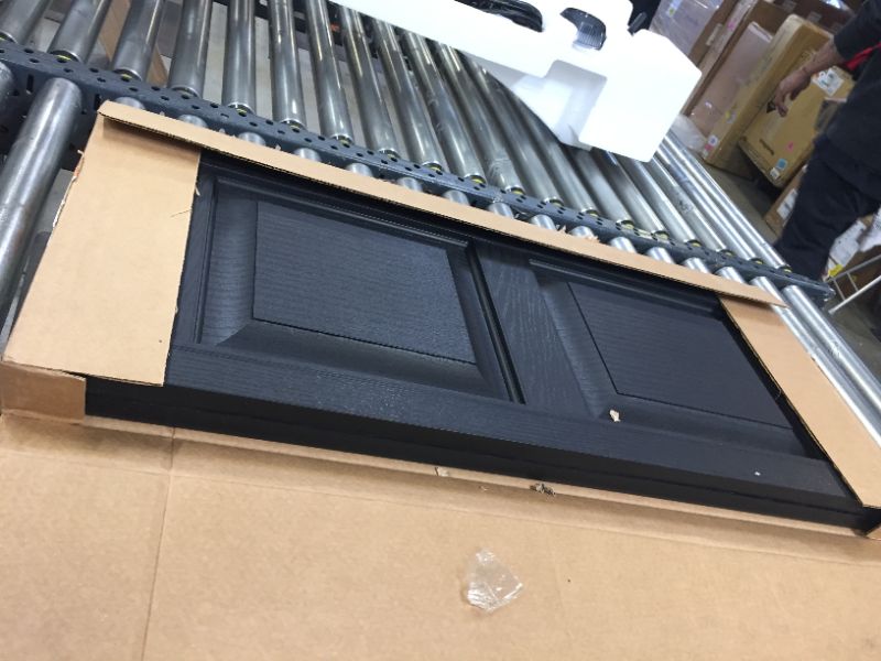 Photo 2 of 15 Inch x 35 Inch Standard Raised Panel Exterior Vinyl Shutters, Black (Pair)
