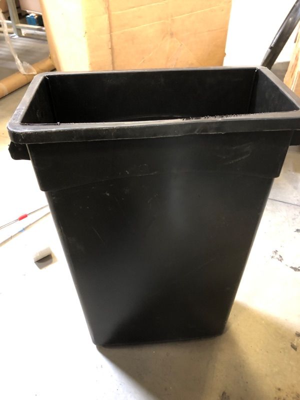 Photo 1 of 20 X 11 X 30 INCH BLACK TRASHCAN 