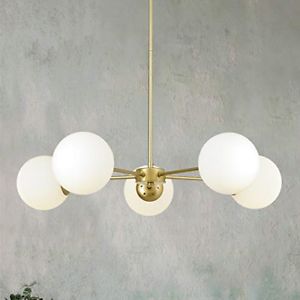 Photo 1 of Qbaylan 5 Light Gold Globe Mid Century Sputnik Ceiling Pendant Chandelier