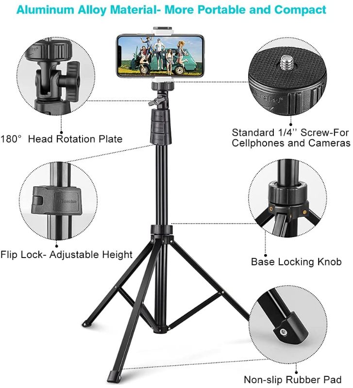 Photo 1 of UBeesize 67'' Phone Tripod Stand & Selfie Stick Tripod, All in One Professional Cell Phone Tripod, Cellphone Tripod with Wireless Remote and Phone Holder, Compatible with All Phones/Cameras
