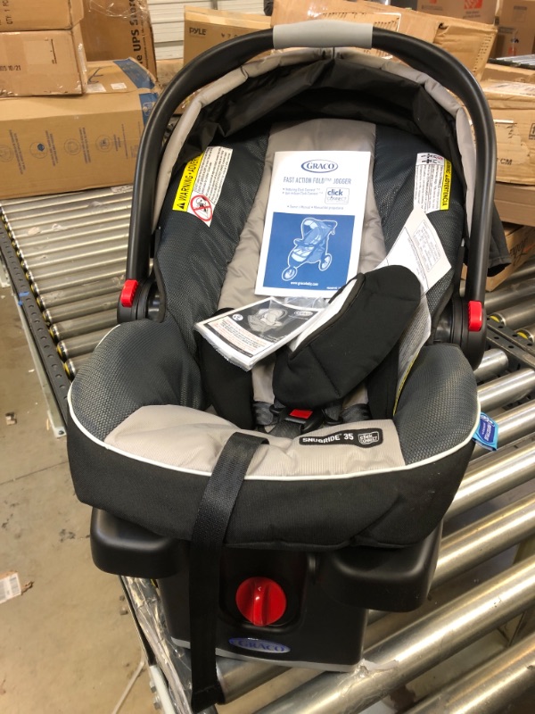 Photo 5 of Graco FastAction Fold Jogger Travel System | Includes the FastAction Fold Jogging Stroller and SnugRide 35 Infant Car Seat, Gotham
